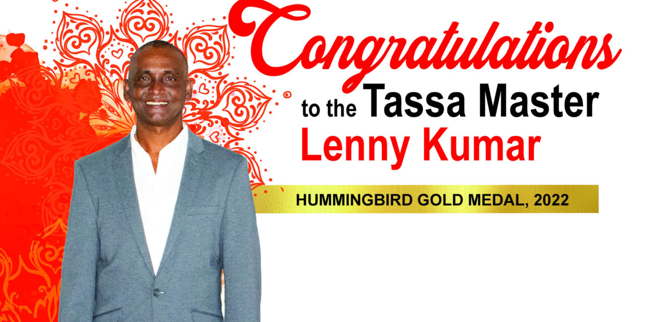 Congratulations to the Tassa Master, Lenny Kumar—Hummingbird Gold Medal, 2022